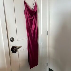 Lioness Magenta Satin Dress w/ Slit